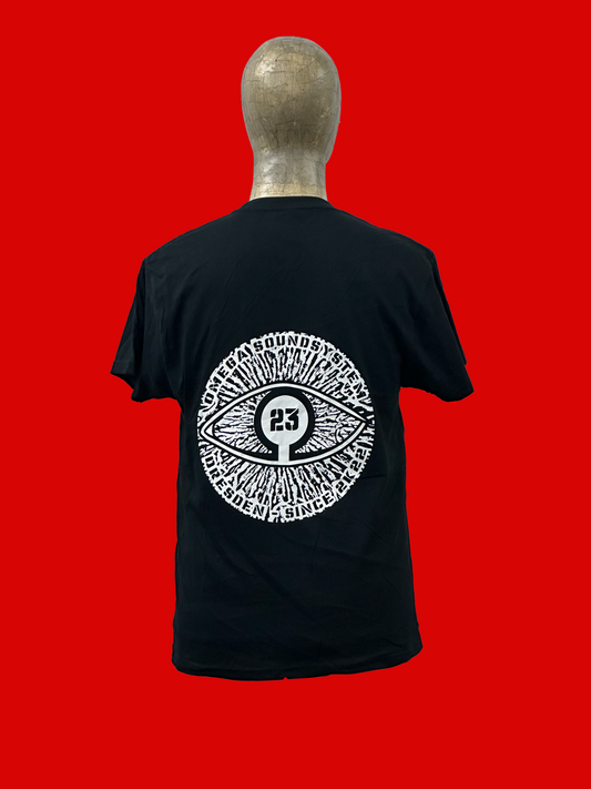 Schwarzes Omega T-shirt mit weißem druck  100 Prozent baumwolle